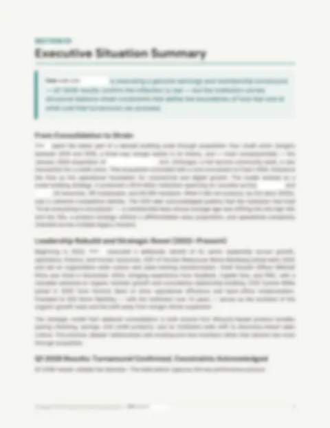 Executive situation summary page, blurred